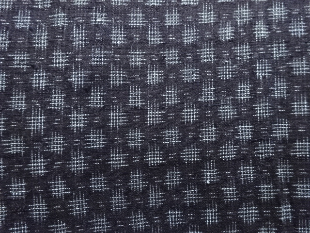  アンティーク　綿麻　絣柄織り出し着物